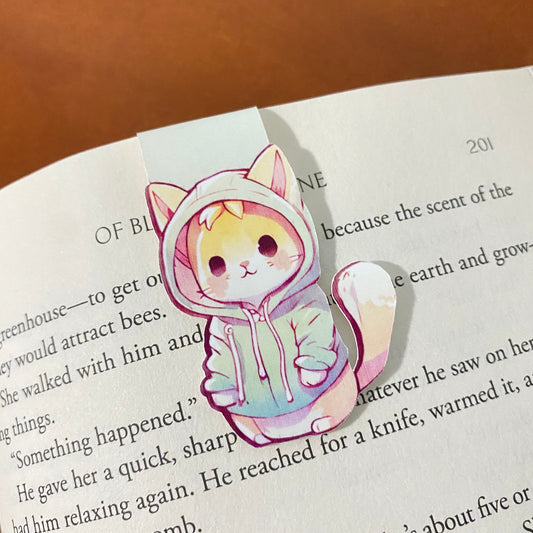 Hoodie Cat Magnetic Bookmark